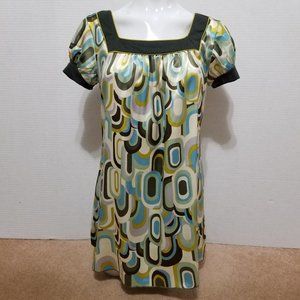 V.1 Couture top Medium geometric circles print mod retro tunic stretch